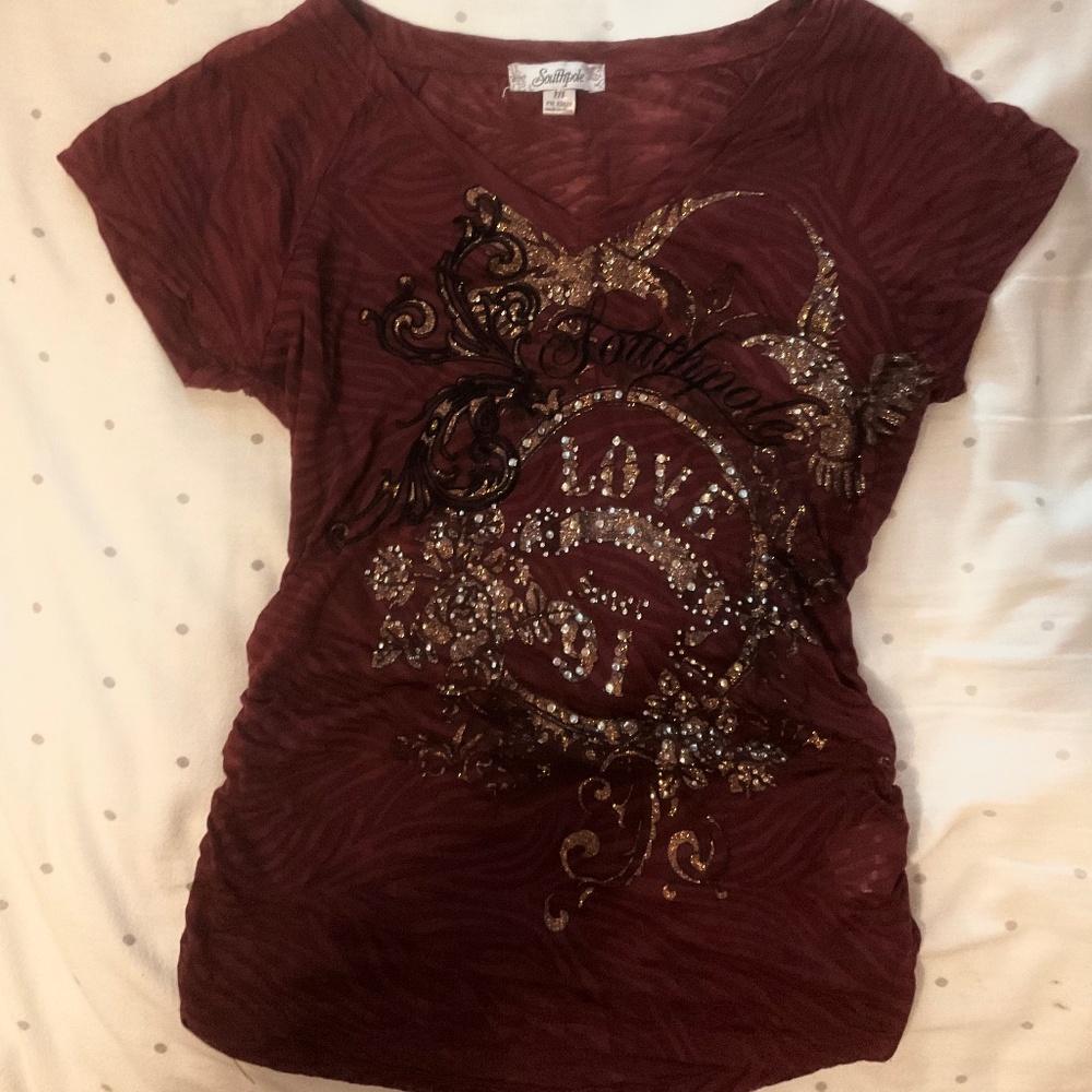 Authentic South Pole Zebra Print Ruched Shirt